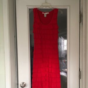 Max Studio Vibrant Red Layered Mini Dress maxi dress perfect for Valentine’s Day